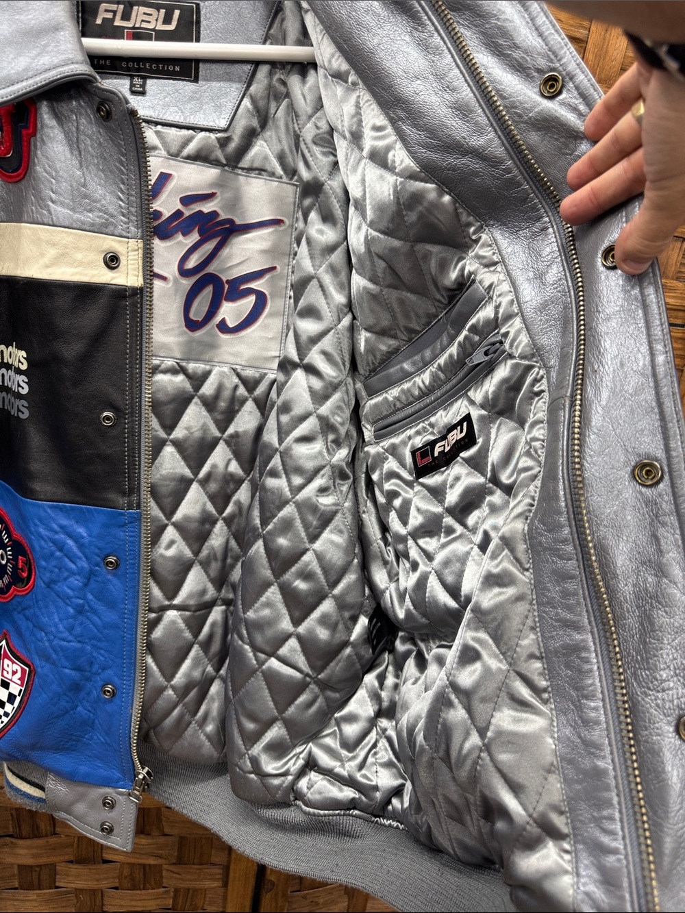 RARE VTG Fubu Leather Racing Jacket Mens XL Y2K 90s Streetwear - Picture 14 of 16